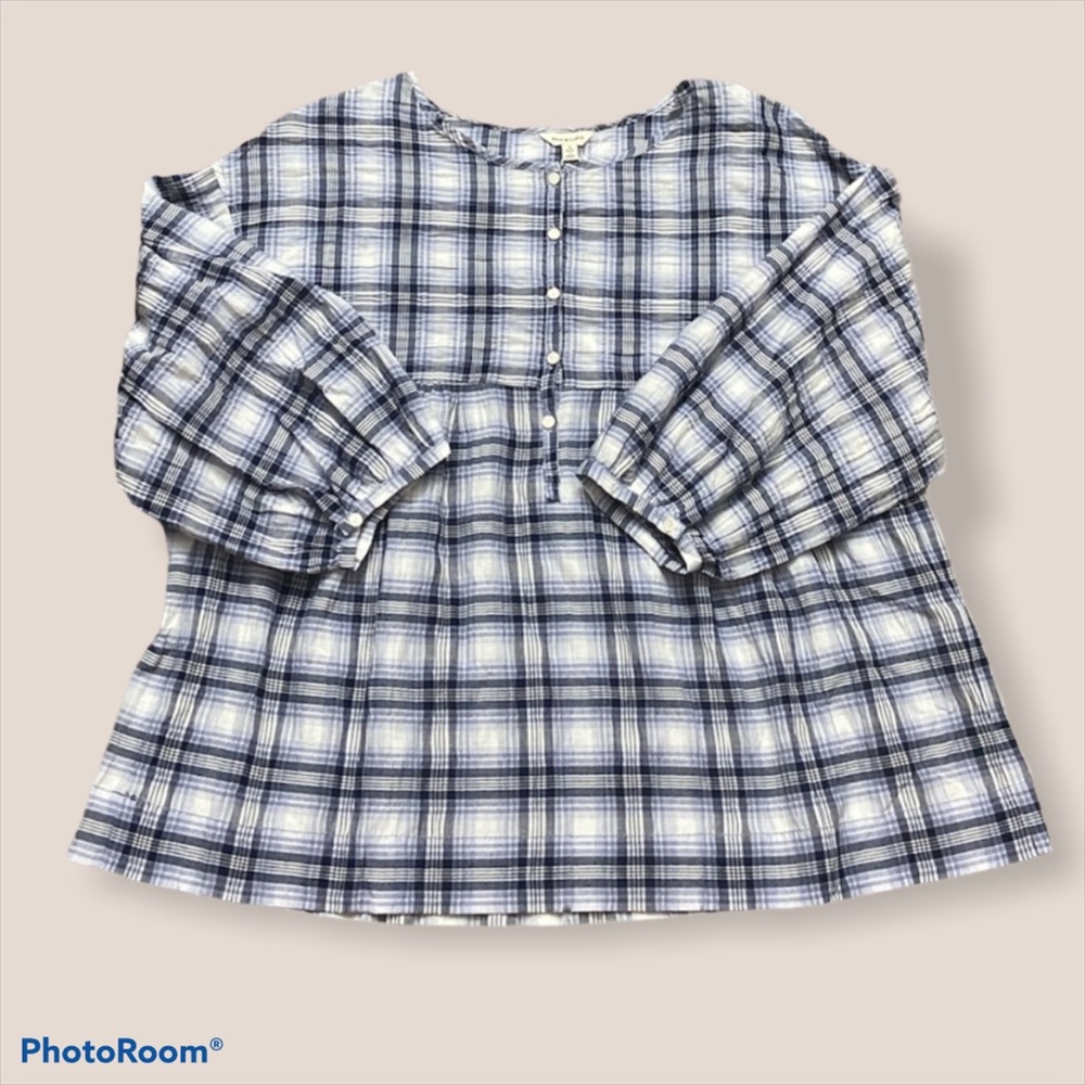 NWT Max Studio flowy Button-Front Plaid Blouse